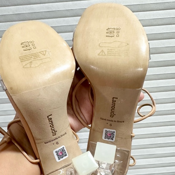🌹LARROUDE🌹 Gloria Sandal In Tan Leather and Vinyl Size: 6 - Picture 13 of 13